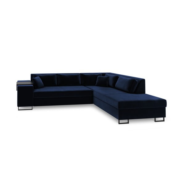 Ъглов разтегателен диван от синьо кадифе , десен ъгъл York - Cosmopolitan Design