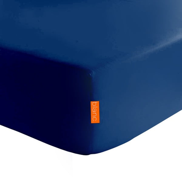 Tmavě modré elastické prostěradlo HF Living Basic, 180 x 200 cm
