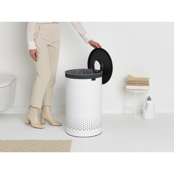 Бял метален кош за пране 60 l – Brabantia-image-1