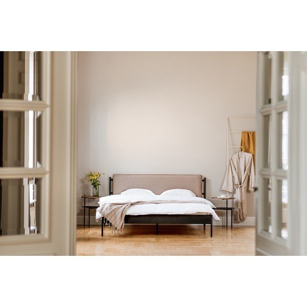 Черно стоманено двойно легло 160x200 cm тапицирано с включена подматрачна рамка Eton Basic – noo.ma-image-3