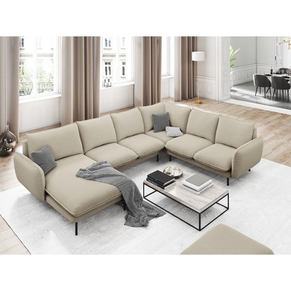 Бежов U-образен диван, десен ъгъл Vienna - Cosmopolitan Design-image-1