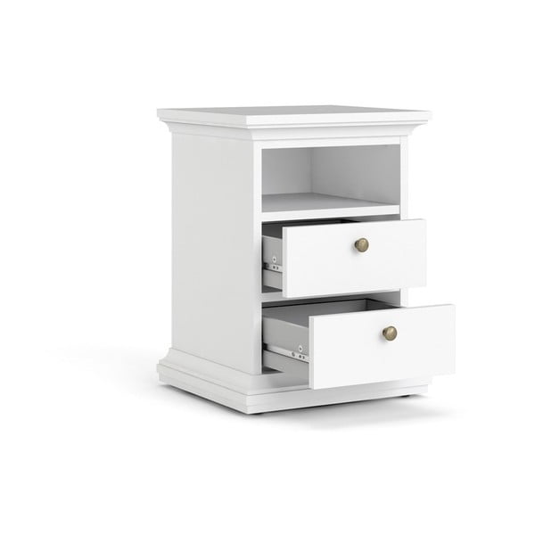 Бяло нощно шкафче с рафтове Paris - Tvilum-image-4