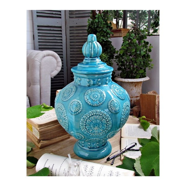 Modrá keramická váza Orchidea Milano Potiche