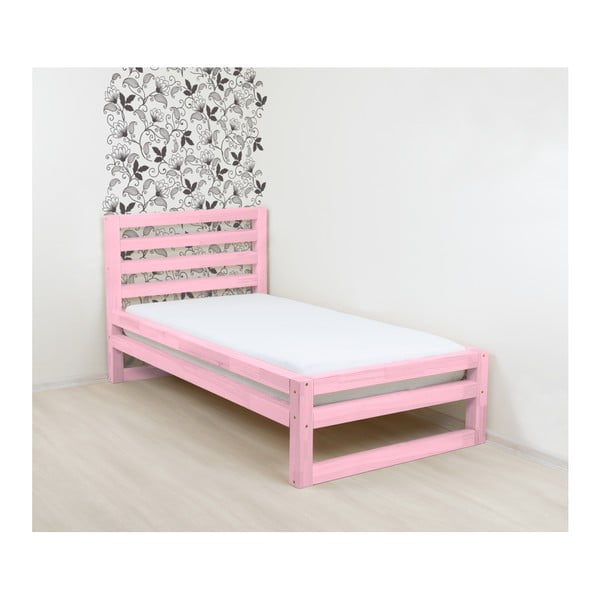 Розово дървено единично легло DeLuxe, 190 x 80 cm - Benlemi
