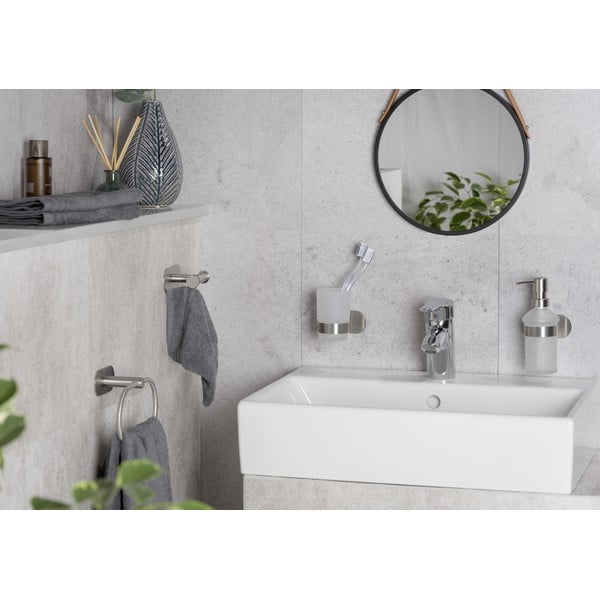 Матово-сребриста самозалепващ стъклен диспенсер за сапун 200 ml Orea – Wenko-image-1