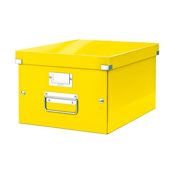 Жълта картонена кутия за съхранение с капак Click&Store - Leitz