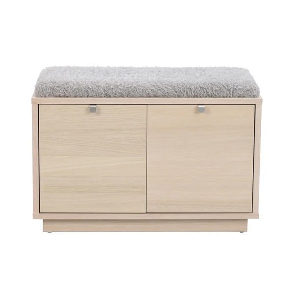 Сива/естествена стойка за обувки от декор от дъб  за сядане Confetti – Rowico-image-2