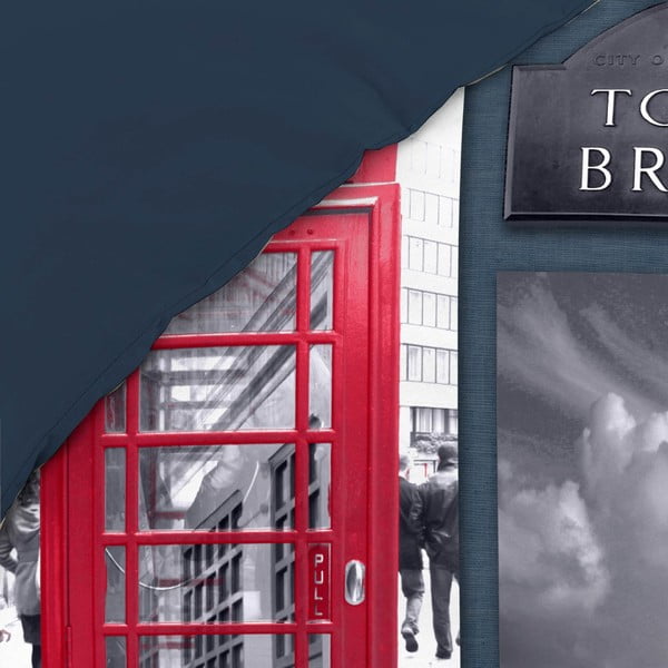 Тъмносиньо единично  памучно спално бельо 140x200 cm City London – douceur d'intérieur-image-3