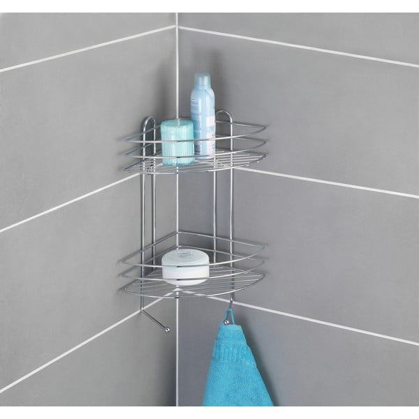 Ексклузивен двуетажен хромиран ъглов стенен рафт - Wenko-image-1