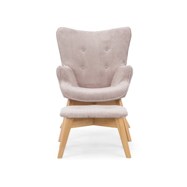 Светлорозов фотьойл с табуретка от рипсено кадифе Niko – Ropez-image-3