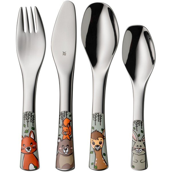 Детски прибори за хранене от неръждаема стомана в сребрист цвят 4 бр. Forest Friends – WMF