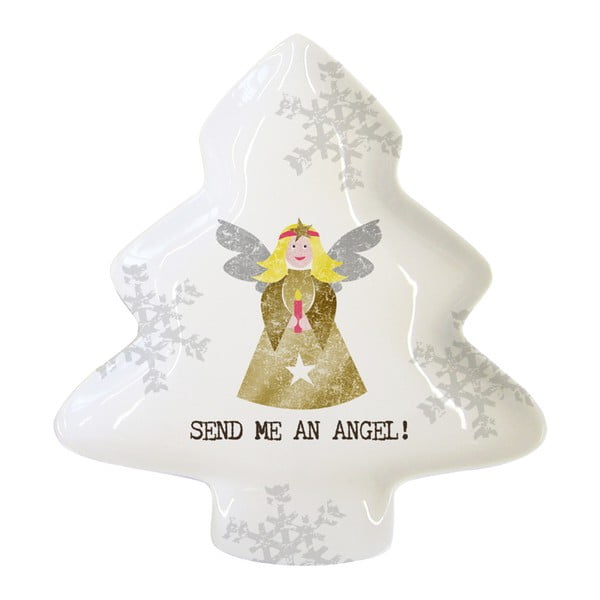 Декоративен поднос от костен порцелан с коледен мотив Send Me An Angel, 19,5 x 23 cm - PPD