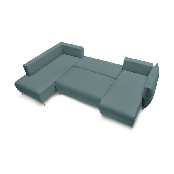 Тюркоазен ъглов разтегателен диван (ляв ъгъл/U) Nessa - Bobochic Paris-image-4