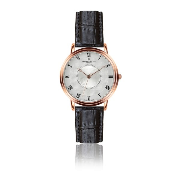Pánské hodinky s černým páskem z pravé kůže Frederic Graff Rose Grand Combin Rose Gold Leather