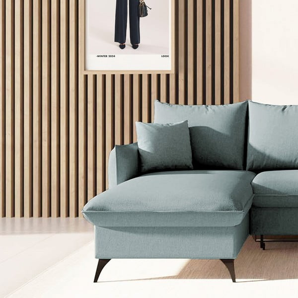 Светлосин разтегателен ъглов диван с място за съхранение (ляв ъгъл) Brim – Rodier-image-4