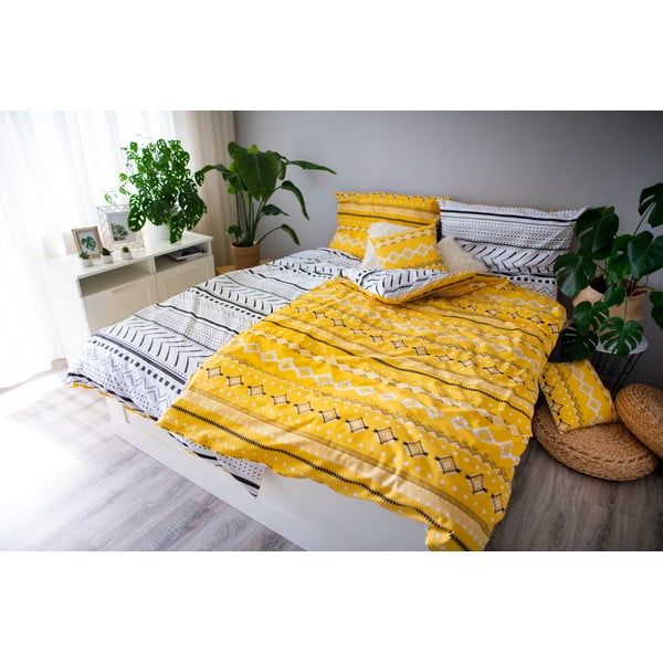 Жълто памучно спално бельо за единично легло , 140 x 200 cm Maya - Cotton House