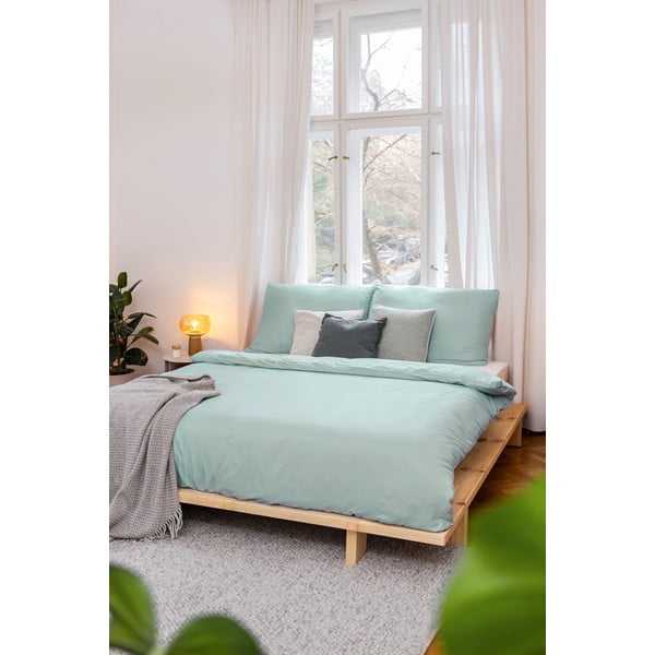 Зелено единично  спално бельо от микросатен 140x200 cm Basic – Bonami Essentials-image-4