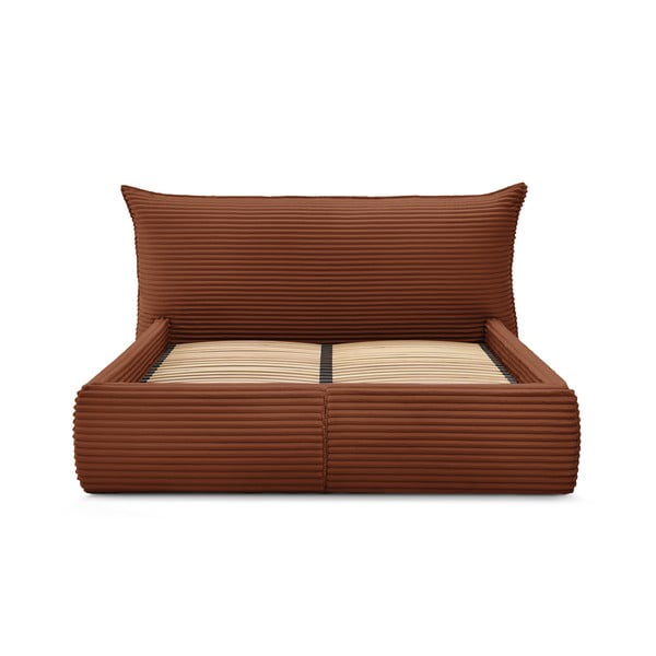 Двойно тапицирано легло с място за съхранение с включена подматрачна рамка в тухлен цвят 160x200 cm Jade – Bobochic Paris-image-4