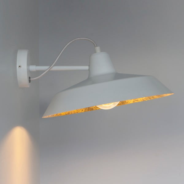 Бяла стенна лампа със златни детайли Basic Cinco - Sotto Luce