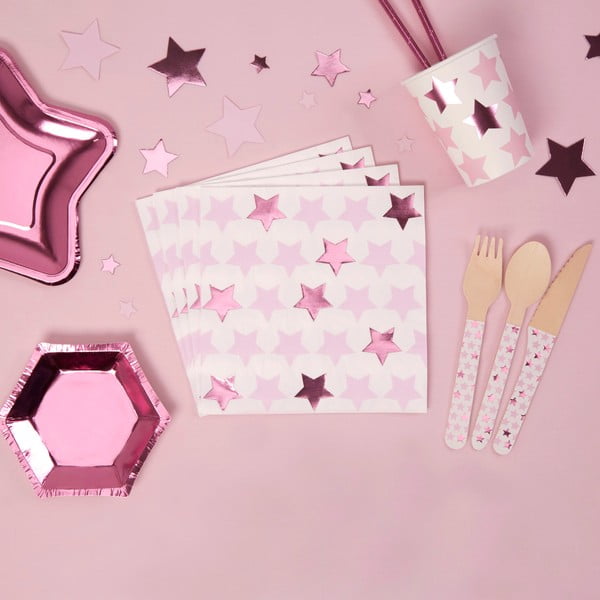 Комплект от 16 хартиени салфетки Little Star Pink - Neviti