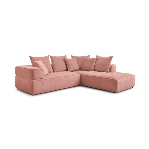 Розов шенилов ъглов диван (десен ъгъл/L форма) Whesley – Bobochic Paris-image-3