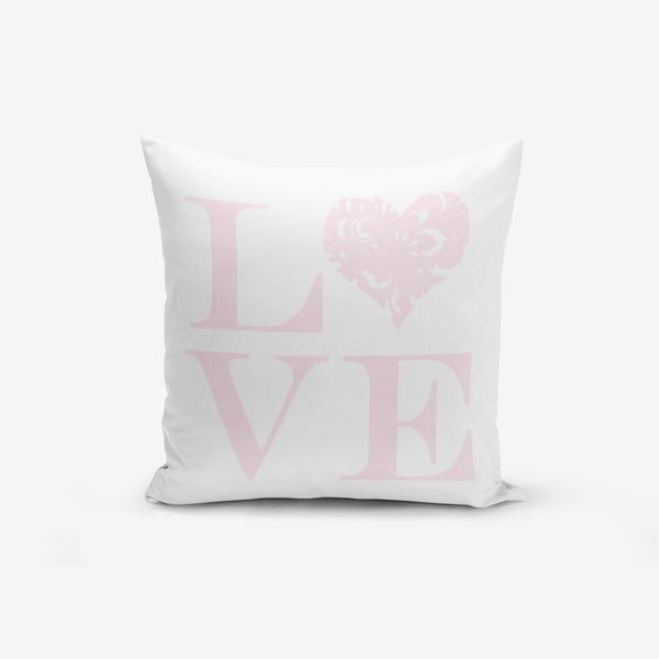 Калъфка за възглавница с памучна смес Love Pink, 45 x 45 cm - Minimalist Cushion Covers
