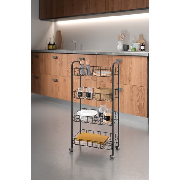 Черен метален подвижен рафт 41x84 cm Ascona - Metaltex-image-2