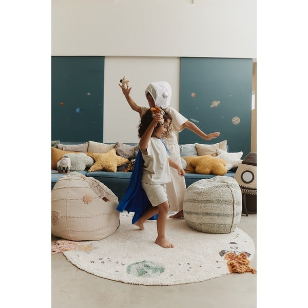 Кремаво ръчно изработено памучно детско килимче за игра подходящо за пране ø140 cm Interstellar Journey – Lorena Canals-image-3