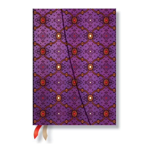 Diář na rok 2014 - French Ornate Violet 13x18 cm, horizontální výpis dnů