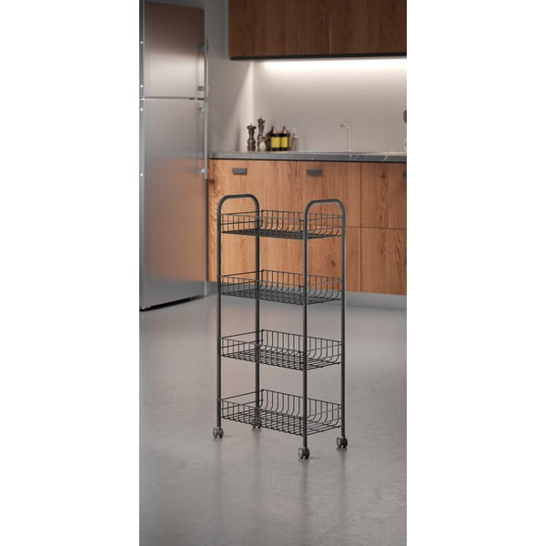 Черен метален подвижен рафт 41x84 cm Ascona - Metaltex-image-3