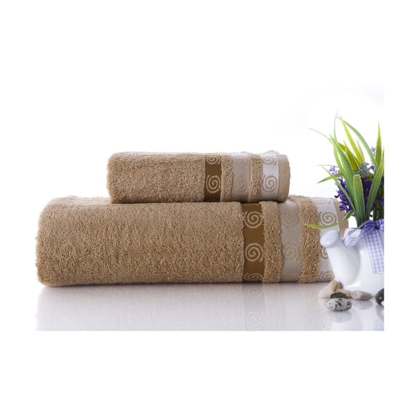 Set dvou ručníků Truva Light Brown, 90x150 a 50x90 cm