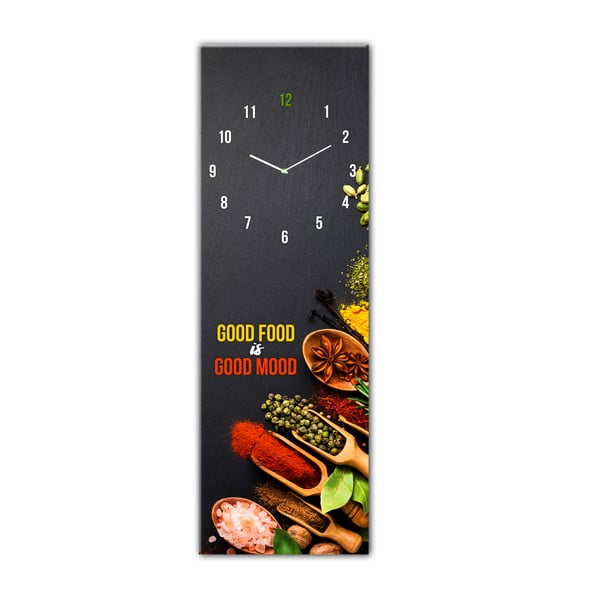 Стъклен стенен часовник , 20 x 60 cm Good Food - Styler