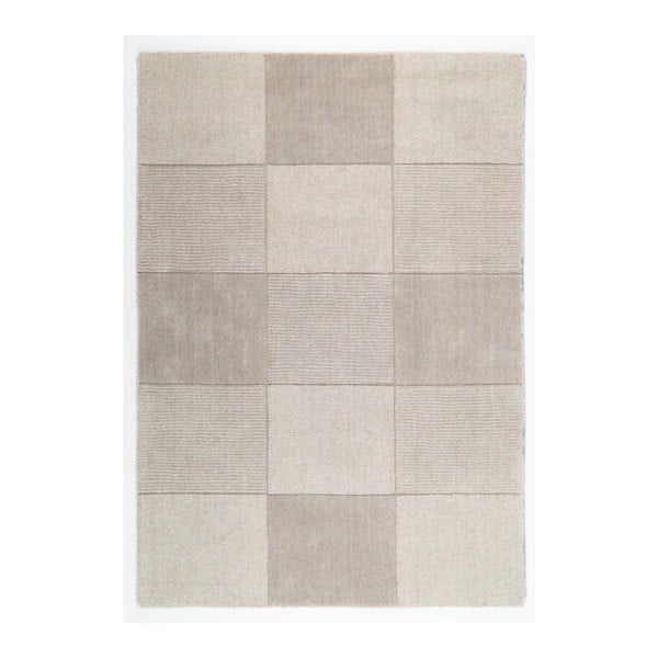 Béžový vlněný koberec Flair Rugs Squares, 110 x 160 cm