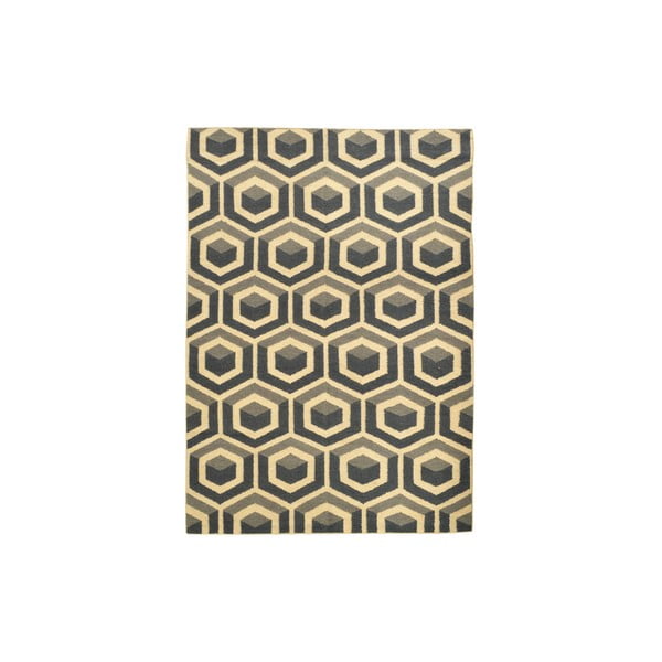 Ručně tkaný koberec Grey Cubes Kilim, 154x212 cm