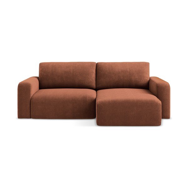 Теракотен шенилов сгъваем/с място за съхранение ъглов диван (десен ъгъл) Kona – Makamii