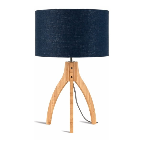 Настолна лампа със син абажур и бамбукова конструкция Annapurna - Good&Mojo