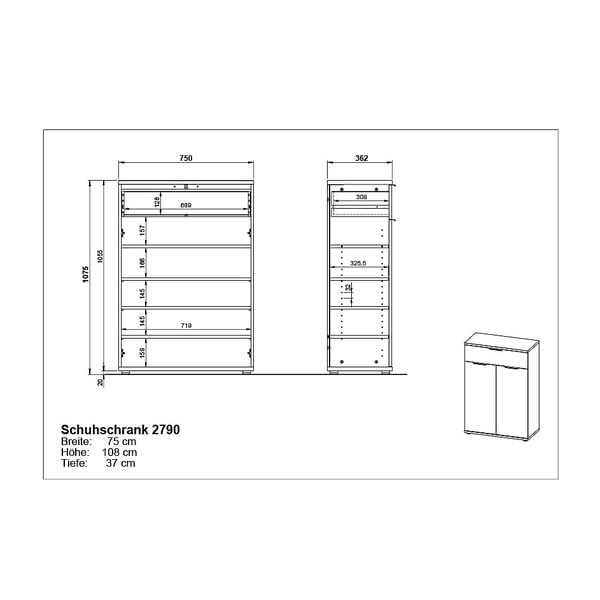 Шкаф за обувки в дъбов декор с чекмеджета Fremont - Germania-image-4