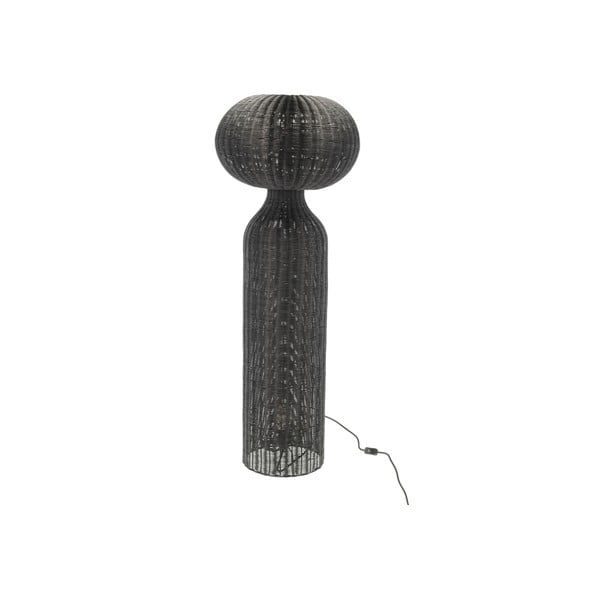 Черна подова лампа с ратанов абажур (височина 130 cm) Werna – Villa Collection