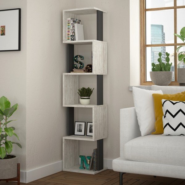 Ракла за книги в бял антрацит Бял антрацит Piri - Decortie-image-1