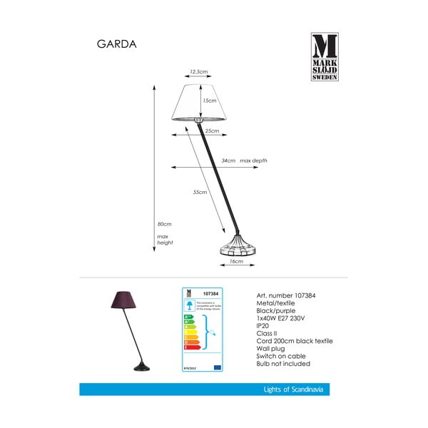 Черна и лилава настолна лампа Garda - Markslöjd-image-2