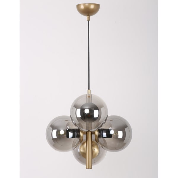 Висяща лампа със стъклен абажур в сиво-златисто ø 15 cm Forte - Squid Lighting-image-3