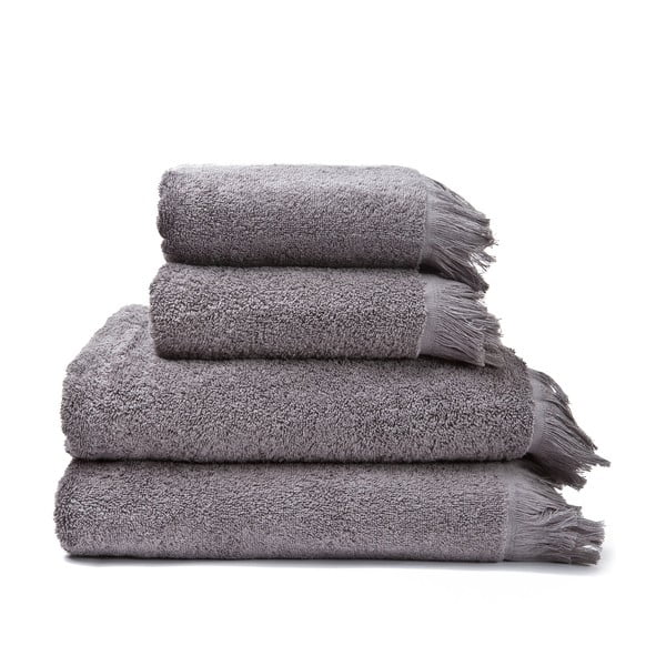Set 2 šedých bavlněných ručníků a 2 osušek Casa Di Bassi Bath