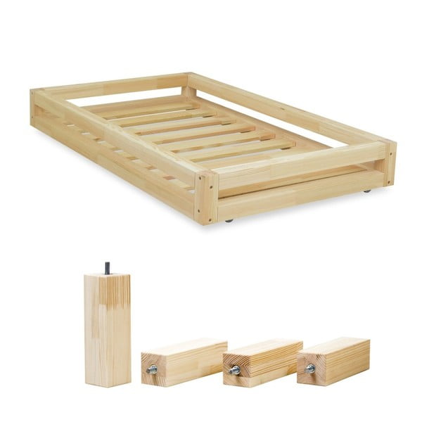 Комплект от естествено чекмедже под леглото и 4 удължени крака , за легло 80 x 200 cm - Benlemi