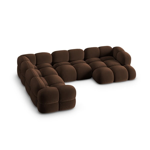 Тъмнокафяв кадифен ъглов диван (ляв ъгъл/U форма) Loretto – Cosmopolitan Design-image-2