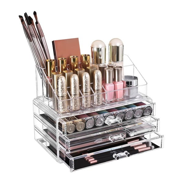 Прозрачен акрилен органайзер с 4 чекмеджета за бижута и козметика - Songmics