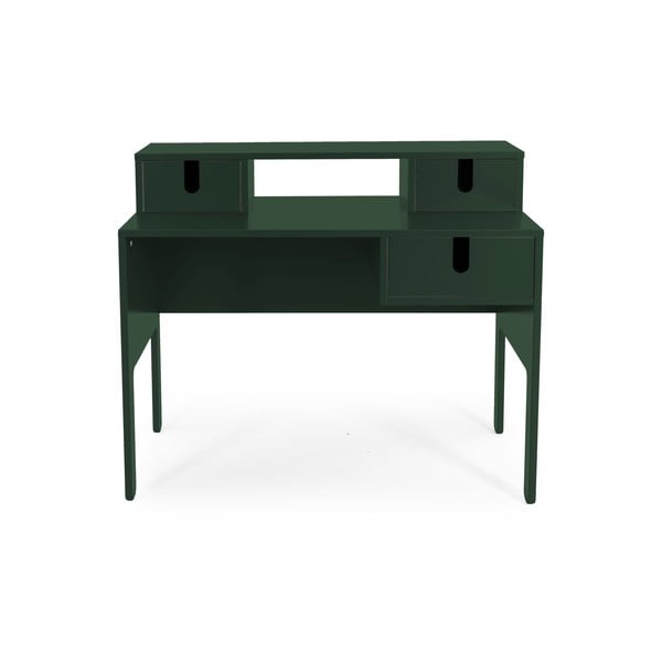 Тъмнозелено работно бюро с 3 чекмеджета Uno - Tenzo