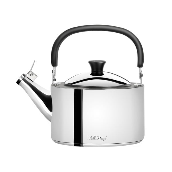 Гланциран чайник от неръждаема стомана с бутало , 1,5 л Diamante - Vialli Design