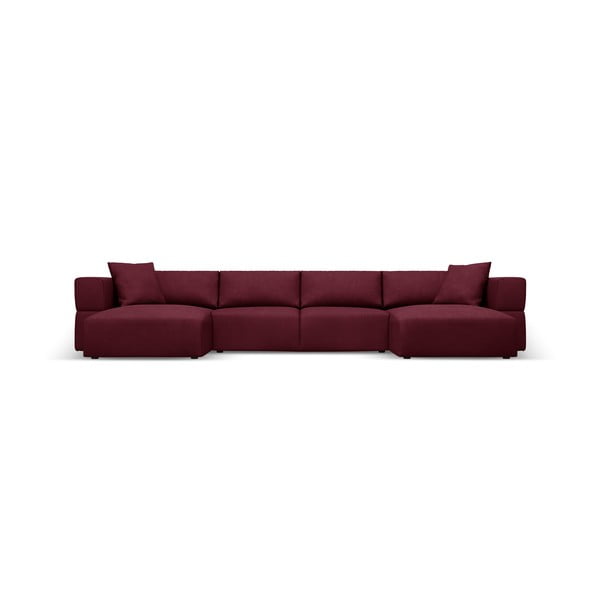 Ъглов U-образен диван в цвят бордо Esther – Milo Casa