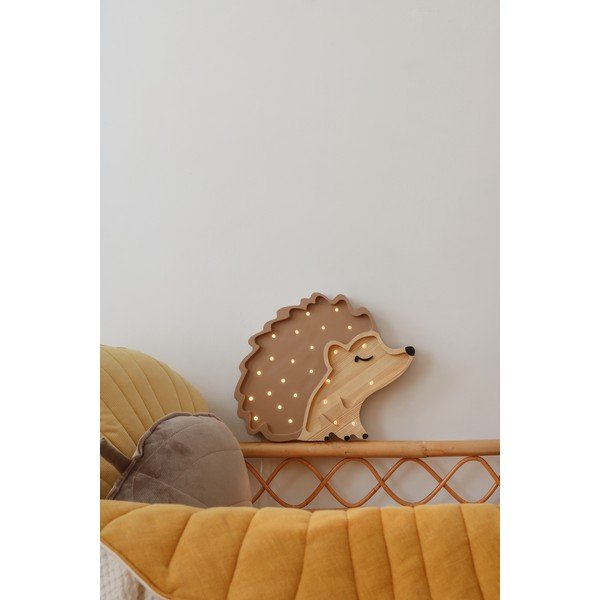 Кафява настолна лампа от борова дървесина, дължина 30 cm Hedgehog - Little Lights-image-1