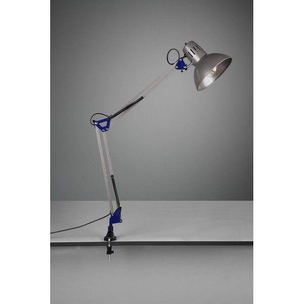 Настолна лампа с огъваща се структура/с клипс в сребрист цвят (височина 73,5 cm) Tajo – Trio-image-2